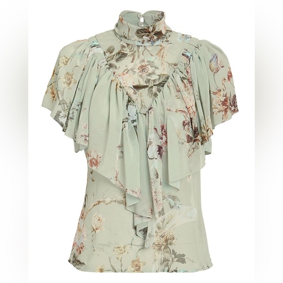 PREEN BY THORNTON BREGAZZI Original Print Ruffle Floral Blouse EUC Size - M - Picture 5 of 16